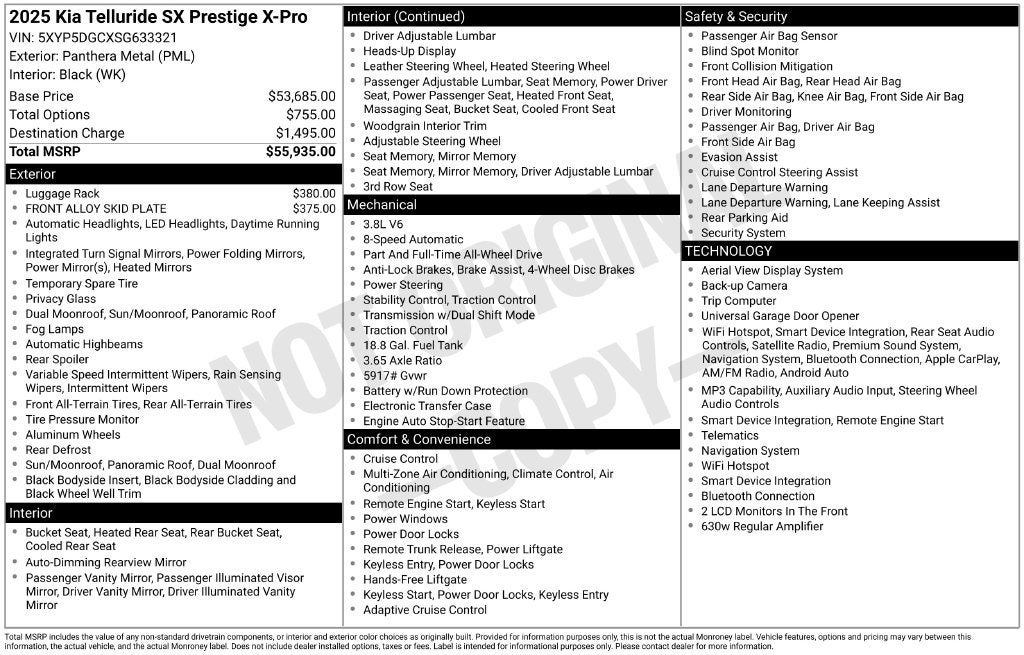 2025 Kia Telluride SX-Prestige X-Pro