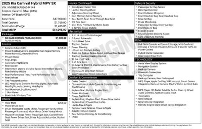 2025 Kia Carnival MPV Hybrid SX