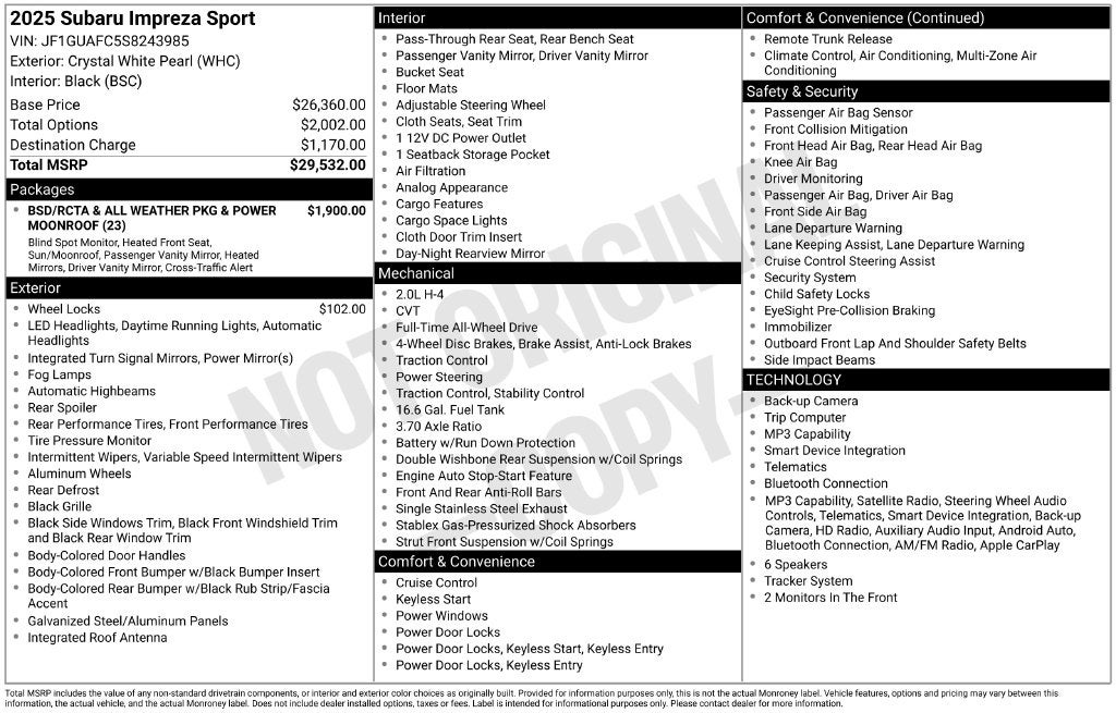 2025 Subaru Impreza Sport
