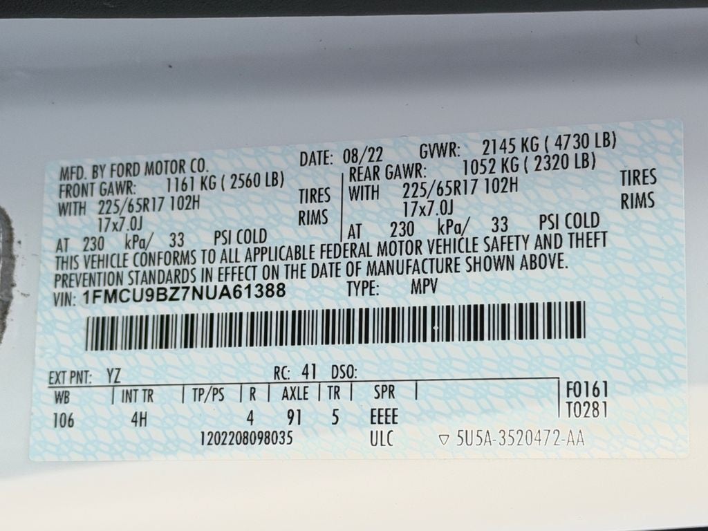 2022 Ford Escape Hybrid SE