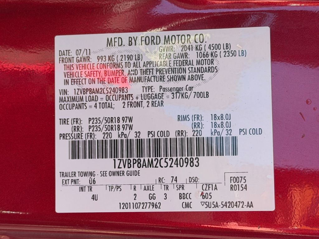 2012 Ford Mustang V6 Premium