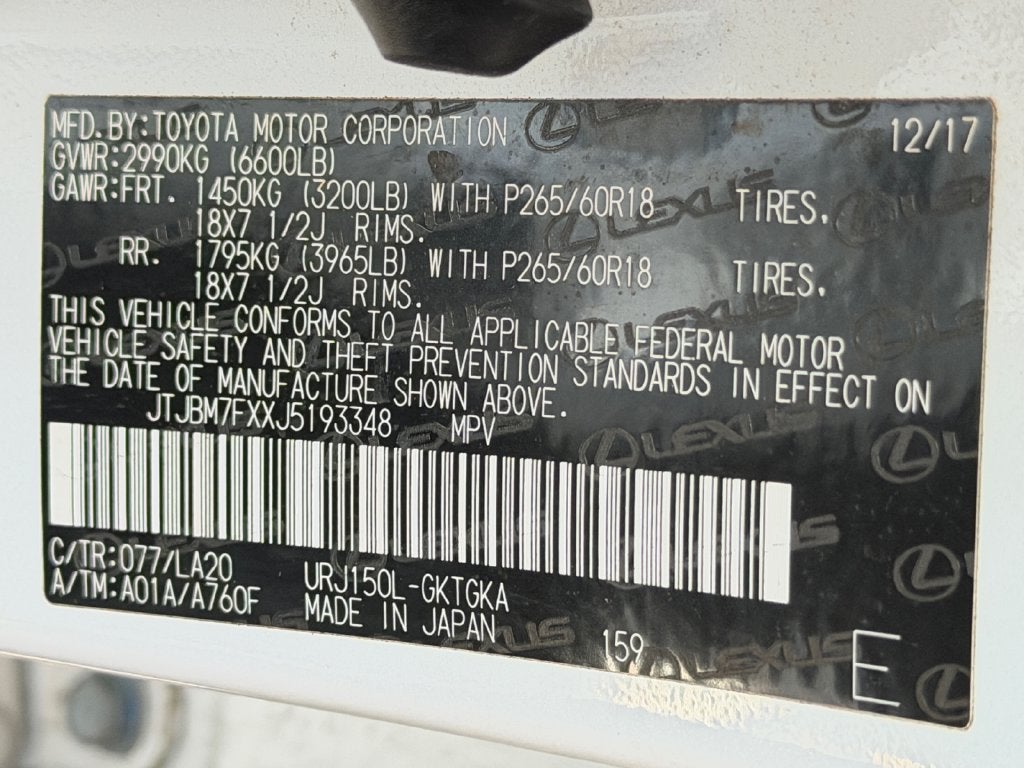 2018 Lexus GX 460 3rd Row