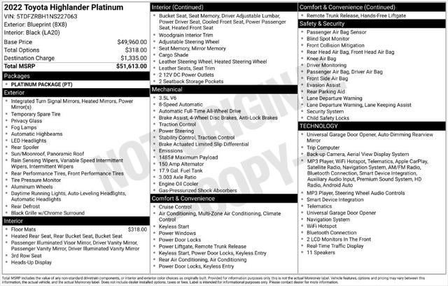 2022 Toyota Highlander Platinum
