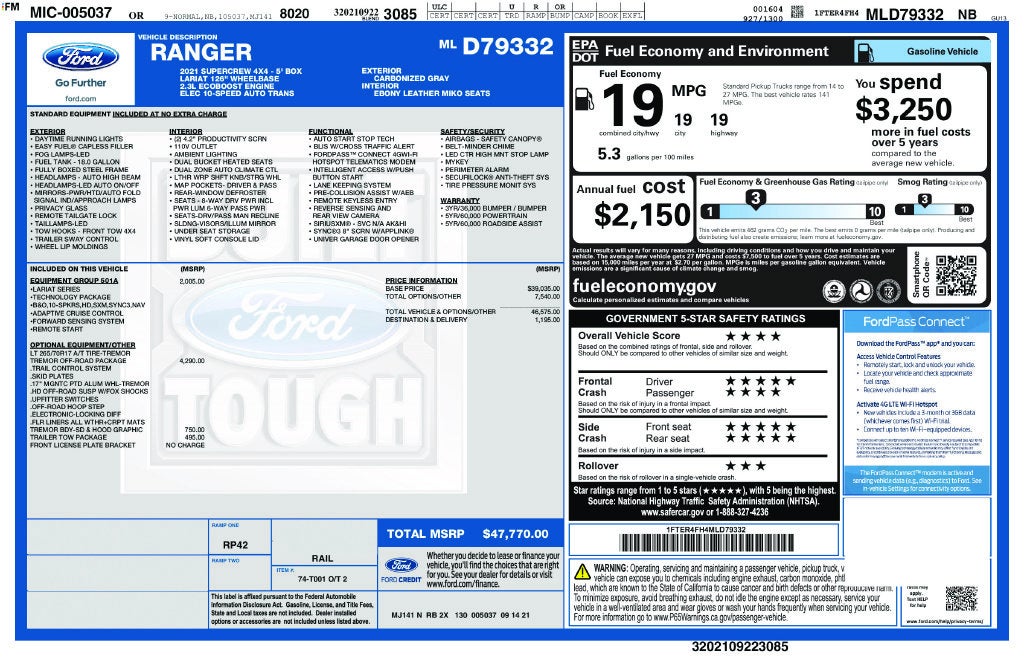 2021 Ford Ranger Lariat