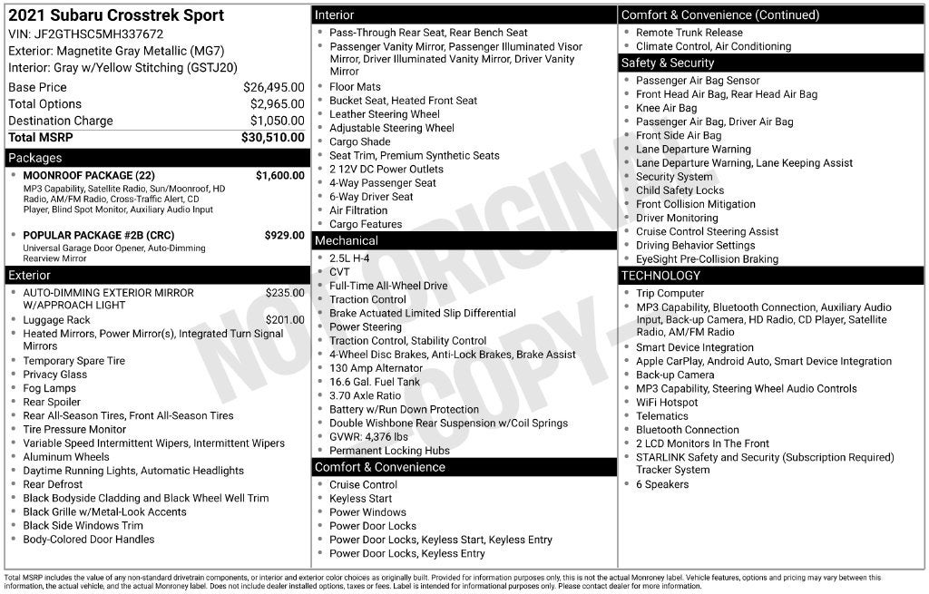 2021 Subaru Crosstrek Sport