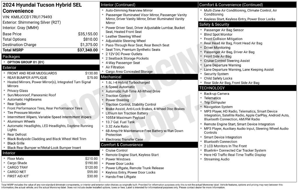 2024 Hyundai Tucson Hybrid SEL Convenience